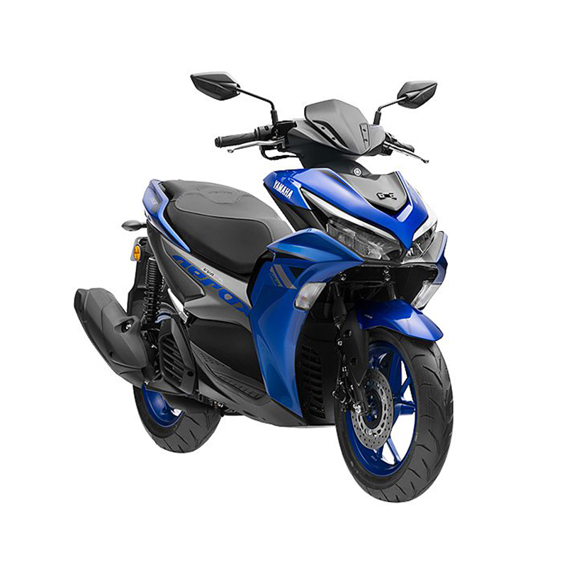Aerox The scooter features a dynamic and aggressive design with sharp lines, aerodynamic bodywork, and bold Yamaha branding. It has a comfortable seat with a racing-inspired look, large alloy wheels, and premium suspension for improved performance. The scooter also includes modern features such as LED lighting, a digital instrument panel, and a powerful engine for thrilling rides. The Yamaha Aerox represents a perfect blend of style, performance, and functionality for urban mobility.