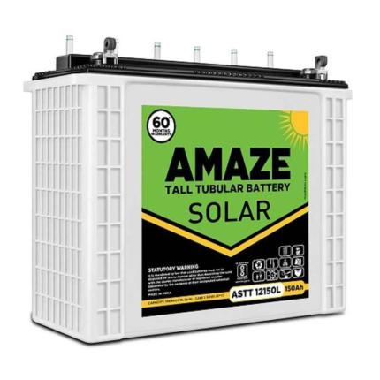 The battery features a tall tubular design, designed to provide long-lasting performance and efficient power storage for solar energy systems. It has a high capacity of 12150mAh, making it suitable for powering various appliances and equipment. The battery is designed to be maintenance-free and durable, with advanced technology for optimal performance and extended service life. With its robust construction and reliable performance, the Amaze ASTT 12150L Solar Tall Tubular Battery is an ideal choice for solar power storage needs.