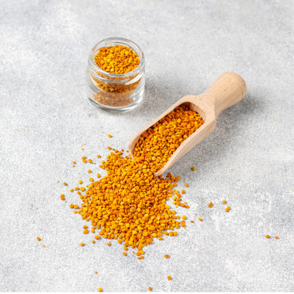 Fenugreek seeds, commonly used as a spice in cooking and seasoning, known for their nutty and slightly bitter flavor with hints of maple.