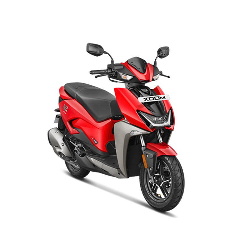 xoom-11063d8da2a95b9e The scooter features a modern and minimalist design with a clean silhouette, sharp lines, and LED lighting. It has a compact body, with a digital instrument cluster, disc brakes, and alloy wheels. The scooter is powered by an electric motor and has a removable Lithium-Ion battery, offering a range of up to 75 km per charge. It also has regenerative braking for enhanced energy efficiency. The alt text highlights the scooter's contemporary design, electric powertrain, and eco-friendly features.