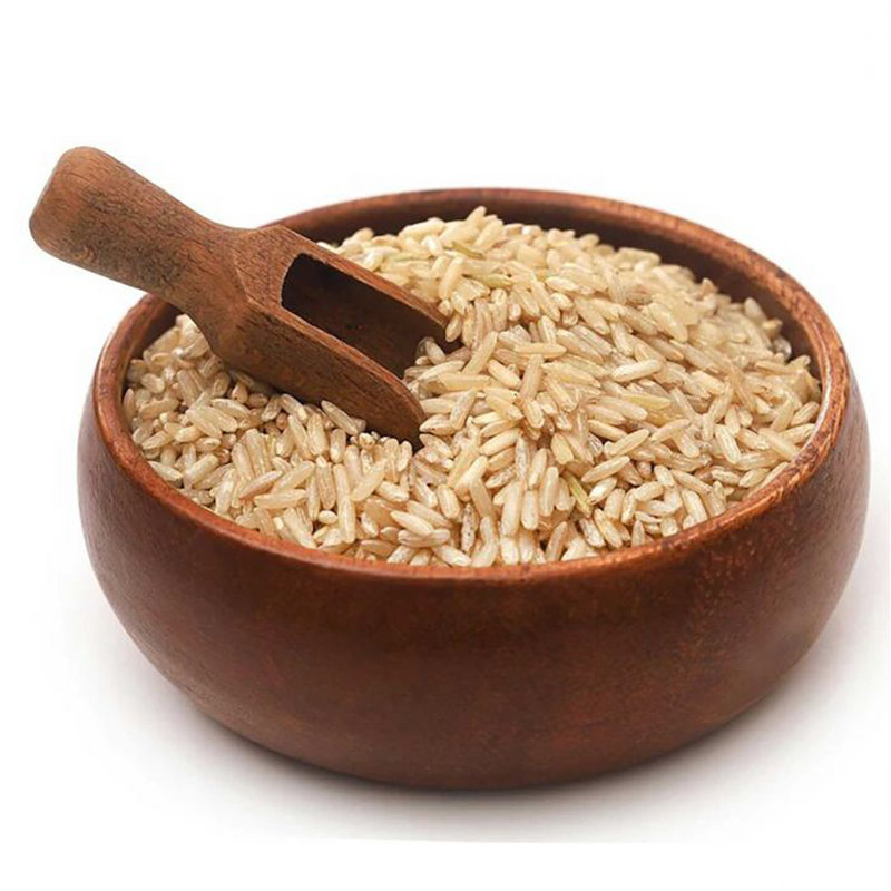 Brown Rice The image may show a bowl of cooked brown rice or a pile of uncooked rice grains. Brown rice retains the outer bran layer and germ, giving it a nutty flavor and a slightly chewy texture compared to white rice. It is considered a healthier alternative to white rice as it contains more fiber, vitamins, and minerals.