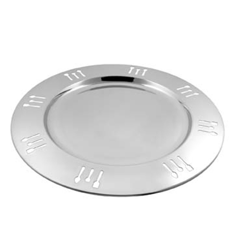 Cutlery charger plate Made from high-quality materials, this charger plate has a smooth and polished surface, creating a sophisticated backdrop for silverware. Its simple yet refined design adds a touch of modernity to table settings, making it suitable for both casual and formal dining occasions.