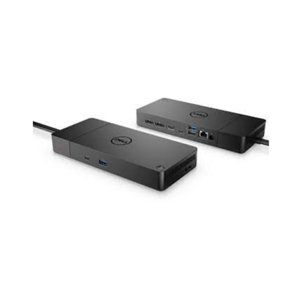 The docking station may have multiple ports, including USB, HDMI, Ethernet, audio, and power ports.