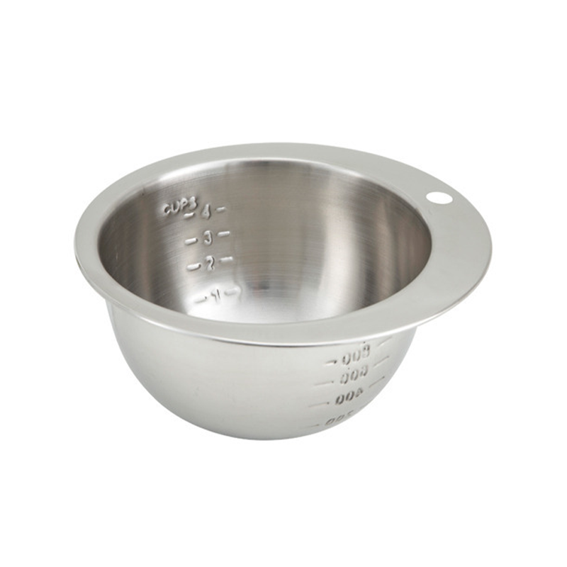 Economy measuring bowl The economy measuring bowl is typically made of durable and lightweight materials such as plastic or stainless steel.