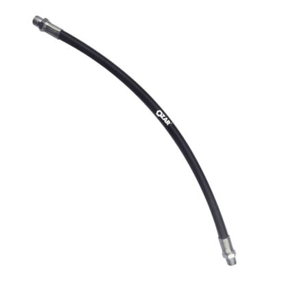 he hoses are made of black rubber and feature metallic fittings at both ends. The hoses are designed to be flexible and maneuverable, allowing for easy access to hard-to-reach areas during lubrication.