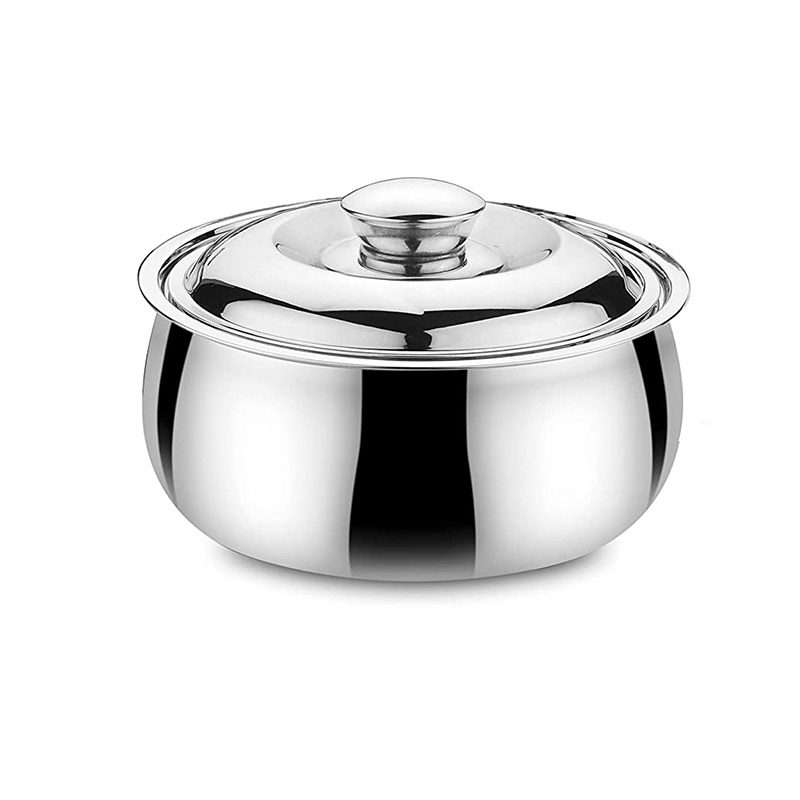 German belly casserole The casserole features a rounded base and wide, curved sides that create a distinctive belly shape. It is typically made of high-quality materials such as cast iron or stainless steel, known for their excellent heat distribution and retention properties.