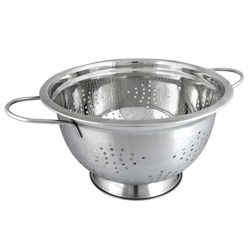 German colander The German colander is typically made of a durable and heat-resistant material such as stainless steel or plastic.