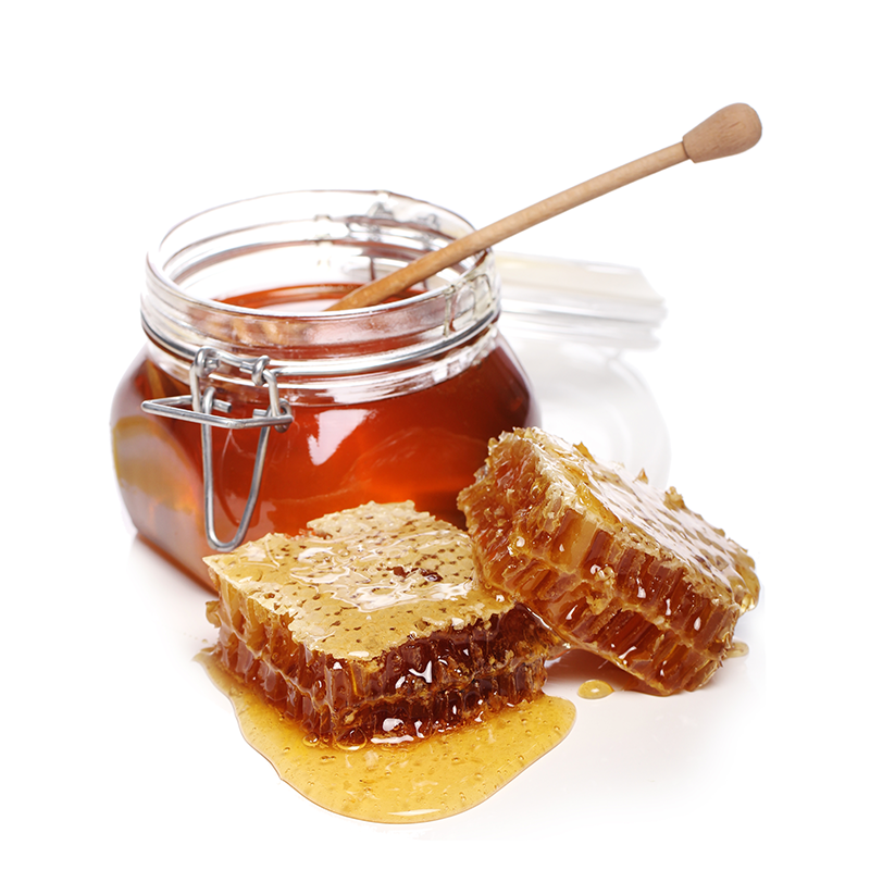 Honey Honey is a sweet, sticky substance that is produced by bees from flower nectar. It is used as a natural sweetener in cooking and baking, as well as a spread on bread or toast. Honey is also used in various natural remedies due to its antibacterial properties.