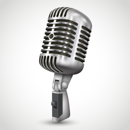 The microphone may be a handheld device, a stand-mounted microphone, or a headset microphone