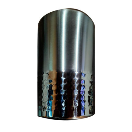 The wine cooler has a sleek design with semi-ribbed texture, providing an elegant and modern appearance. It is typically made of high-quality stainless steel or another durable material.