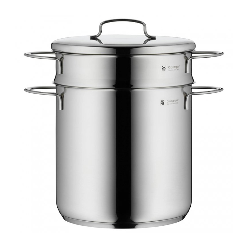 Spaghetti pot . The spaghetti pot features a tall, narrow shape with a capacity to hold a generous amount of water for boiling pasta.