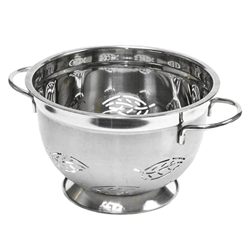leaf colander The leaf colander is typically made of durable and heat-resistant materials such as silicone or stainless steel. It features a hollowed-out leaf-shaped bowl with small perforations or holes to allow liquids to drain effectively while keeping the food inside.