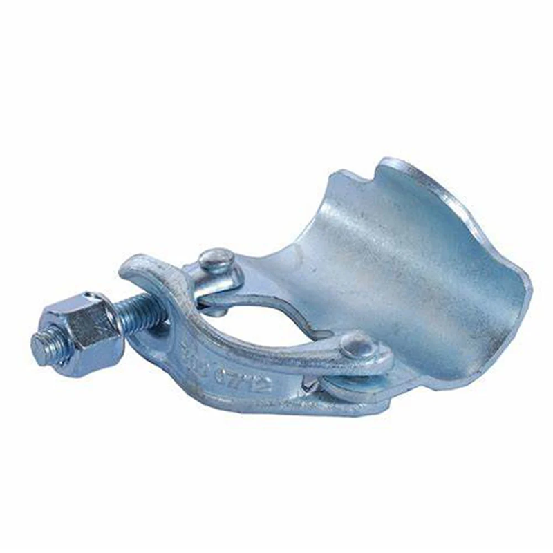 putlog coupler The coupler has a flat, rectangular shape and is made of metal with a silver or gray finish. It has a set of jaws that grip onto the scaffold tube and another set that clamps onto the wall or surface. The coupler can be tightened using a bolt or lever to hold the tube securely in place.