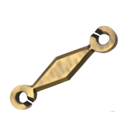 A decorative brass hanging swing in the shape of a star, used for indoor or outdoor decoration.