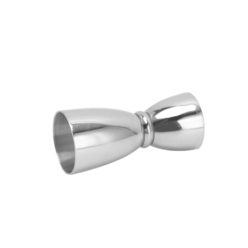Conical jigger The conical jigger typically has a cone-shaped design with multiple measurement lines or markings along its sides, allowing for accurate pouring and measuring of different volumes of liquids.