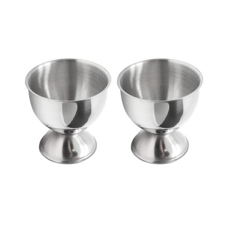 Egg cup Small cylindrical holder for holding a boiled egg upright. It is typically made of ceramic, porcelain, or glass and has a rounded indentation on the top to cradle the egg.