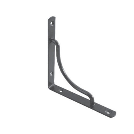 The brackets are made of durable metal and feature an ornate design. They are specifically designed to support console shelves, adding both functionality and aesthetic appeal to the furniture piece.