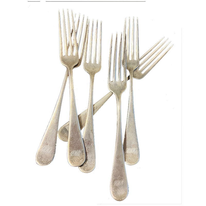 Fork A stainless steel fork with four tines and a sturdy handle. The fork is commonly used for eating and is an essential utensil in many dining settings.