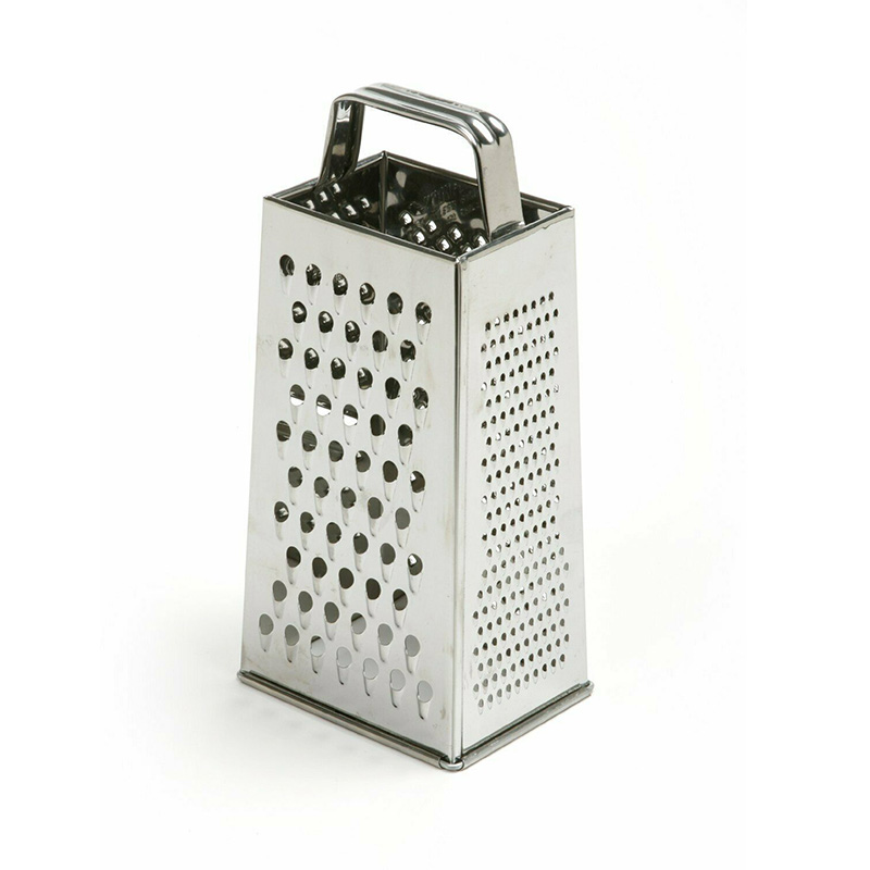 Grater Close-up of a handheld grater with sharp blades for grating cheese, vegetables, or other ingredients