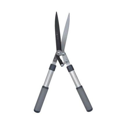 A versatile and durable hedge shear designed with pipe handles for enhanced leverage and cutting power.