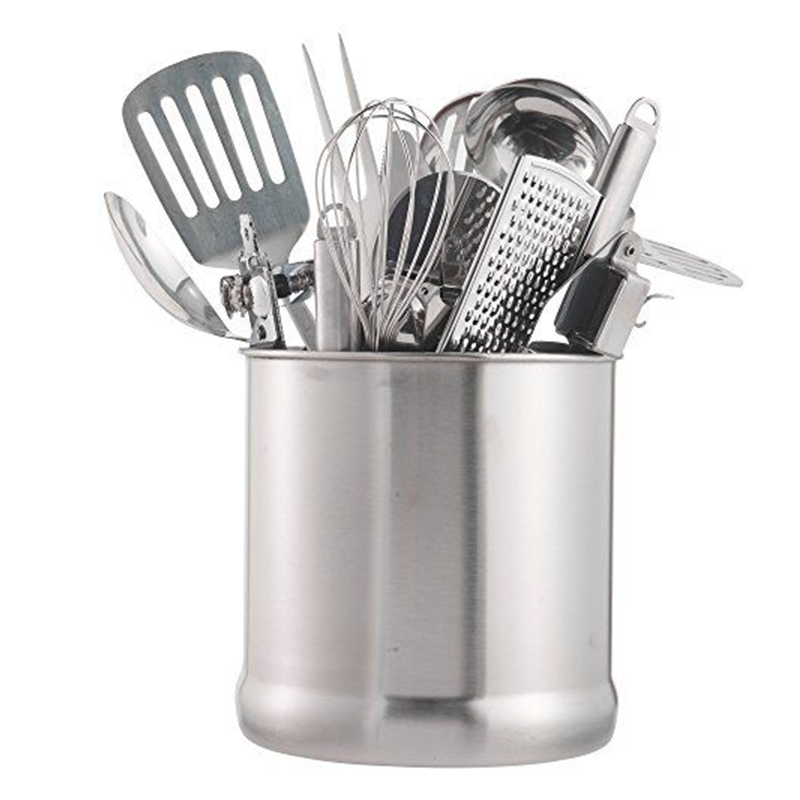 Kitchen tool jar The jar is cylindrical in shape with a wide opening, allowing easy access to the stored kitchen tools.