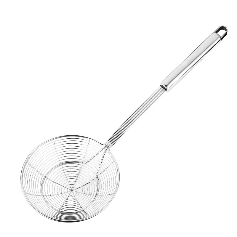 Long strainer Long stainless steel strainer with a handle and fine mesh for efficient draining and straining of liquids or foods