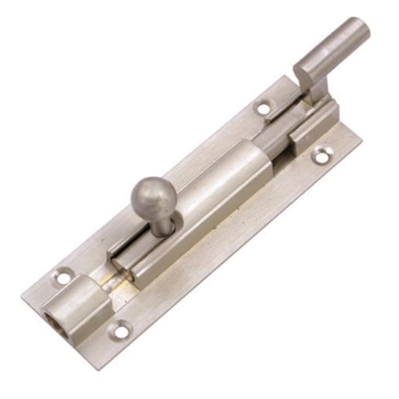 NECKLESS TOWER BOLT Is a type of door or gate bolt that is designed without a neck or projection. It typically features a sturdy construction with a bolt mechanism that can be easily operated to secure or release the bolt.