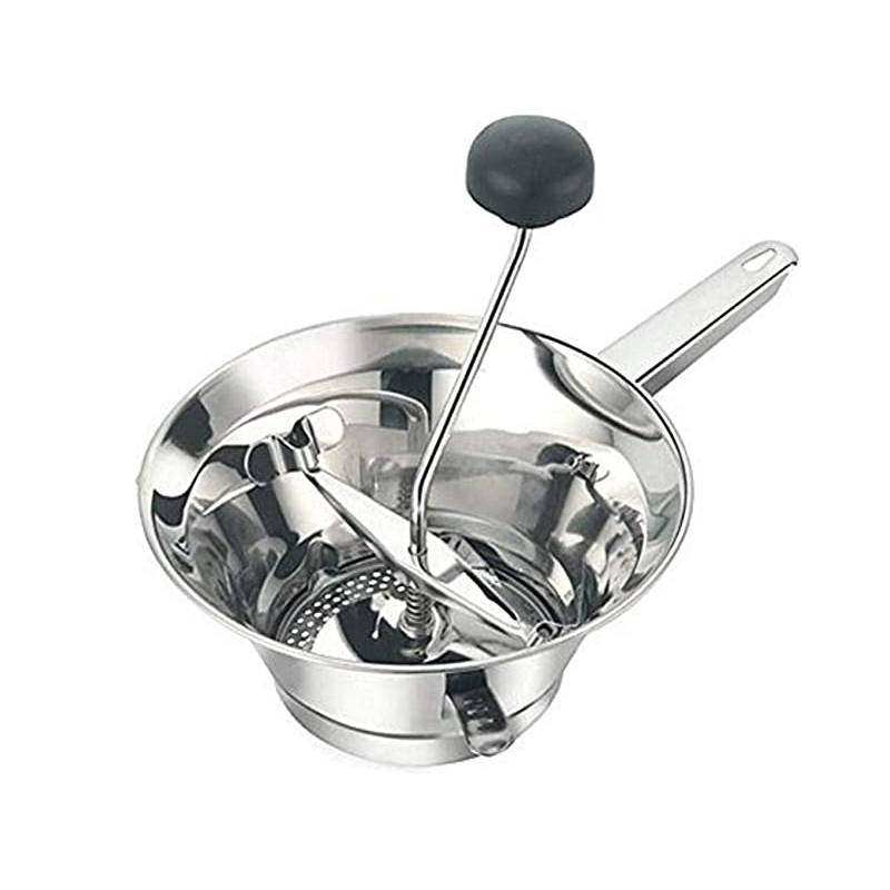 Passapure It typically consists of a handle attached to a perforated plate or grid, allowing food to be pressed through the holes, resulting in a smooth and pureed texture.