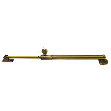 Telescopic window stay with a round design for adjustable window opening and secure positioning.